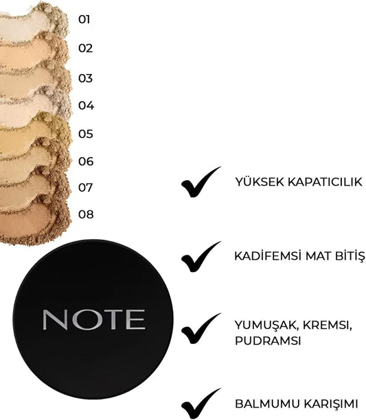 بودرة مضغوطة لومينوس سيلك (Luminous Silk Compact Powder) من ماركة نوت كوزمتيك (Note Cosmetique)