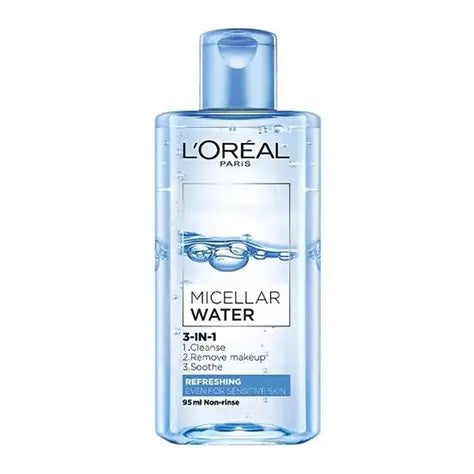 لوريال باريس ماء ميسيلار 3 في 1 (L'Oréal Paris 3-In-1 Micellar Water)، وهو منظف ومزيل للمكياج.