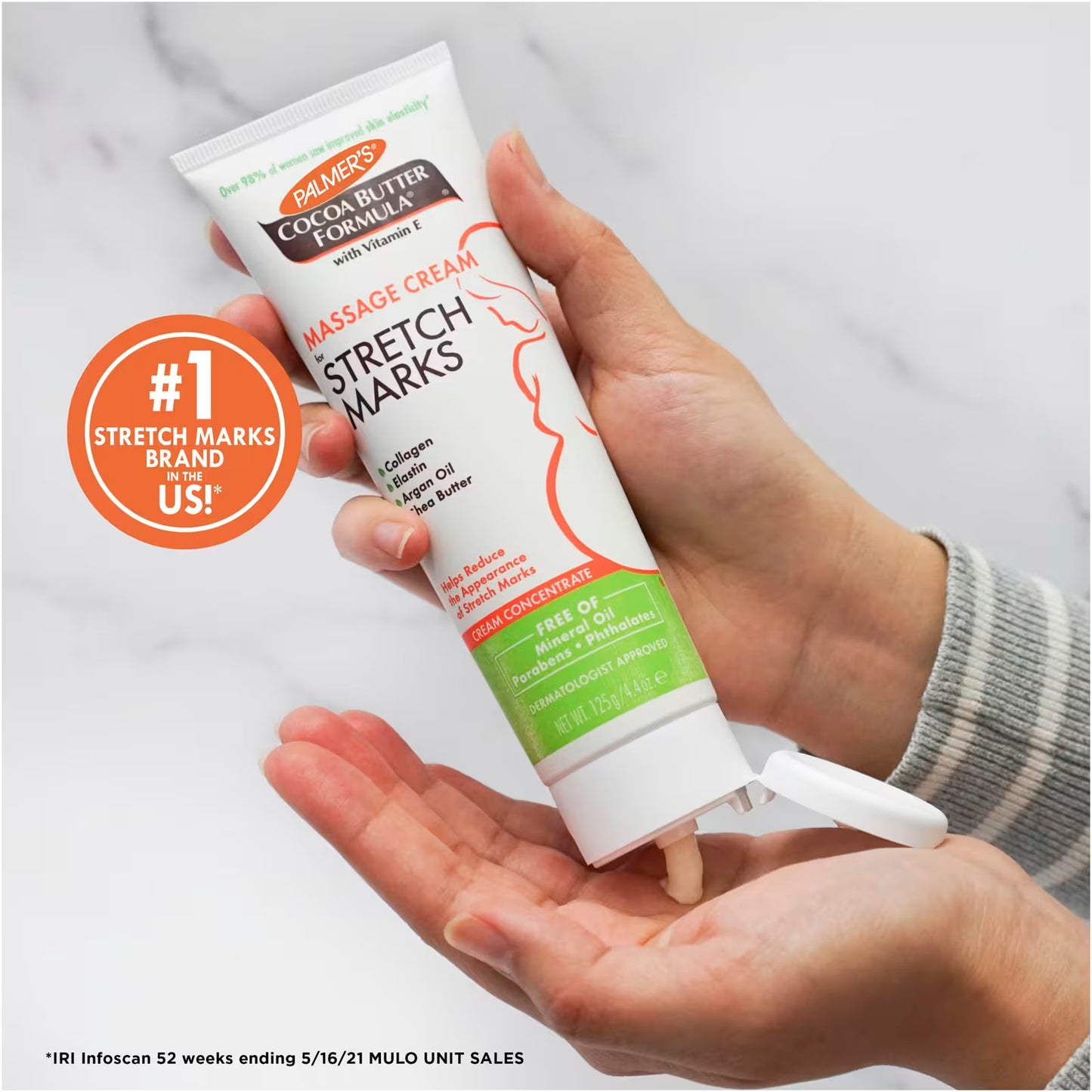 كريم تدليك لعلامات التمدد من بالمرز، 4.4 أونصة (125 جم) Cocoa Butter Formula،