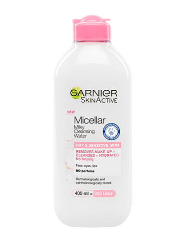 ماء ميسيلار غارنييه سكين أكتيف مع الحليب المرطب (Garnier SkinActive Micellar Water + Hydrating Milk).