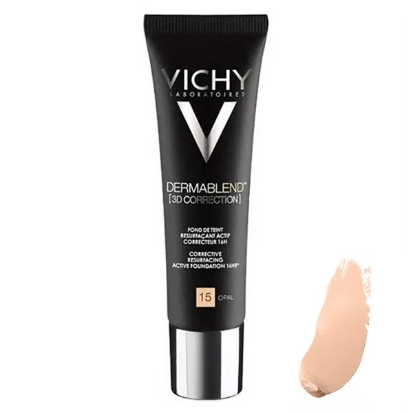 Vichy Dermablend 3D Correction Foundation باللون 45 Gold، كريم أساس سائل مصحح للبشرة مصمم لتوفير تغطية