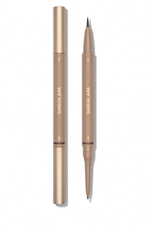 SHEGLAM قلم حواجب 2 في 1 من Brows On Demand-قلم حواجب سائل مقاوم للماء قلم حواجب