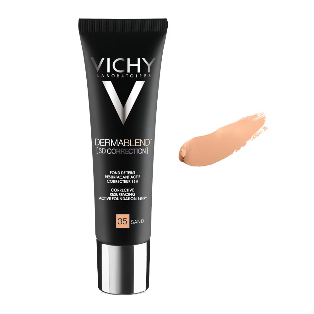 Vichy Dermablend 3D Correction Foundation باللون 45 Gold، كريم أساس سائل مصحح للبشرة مصمم لتوفير تغطية
