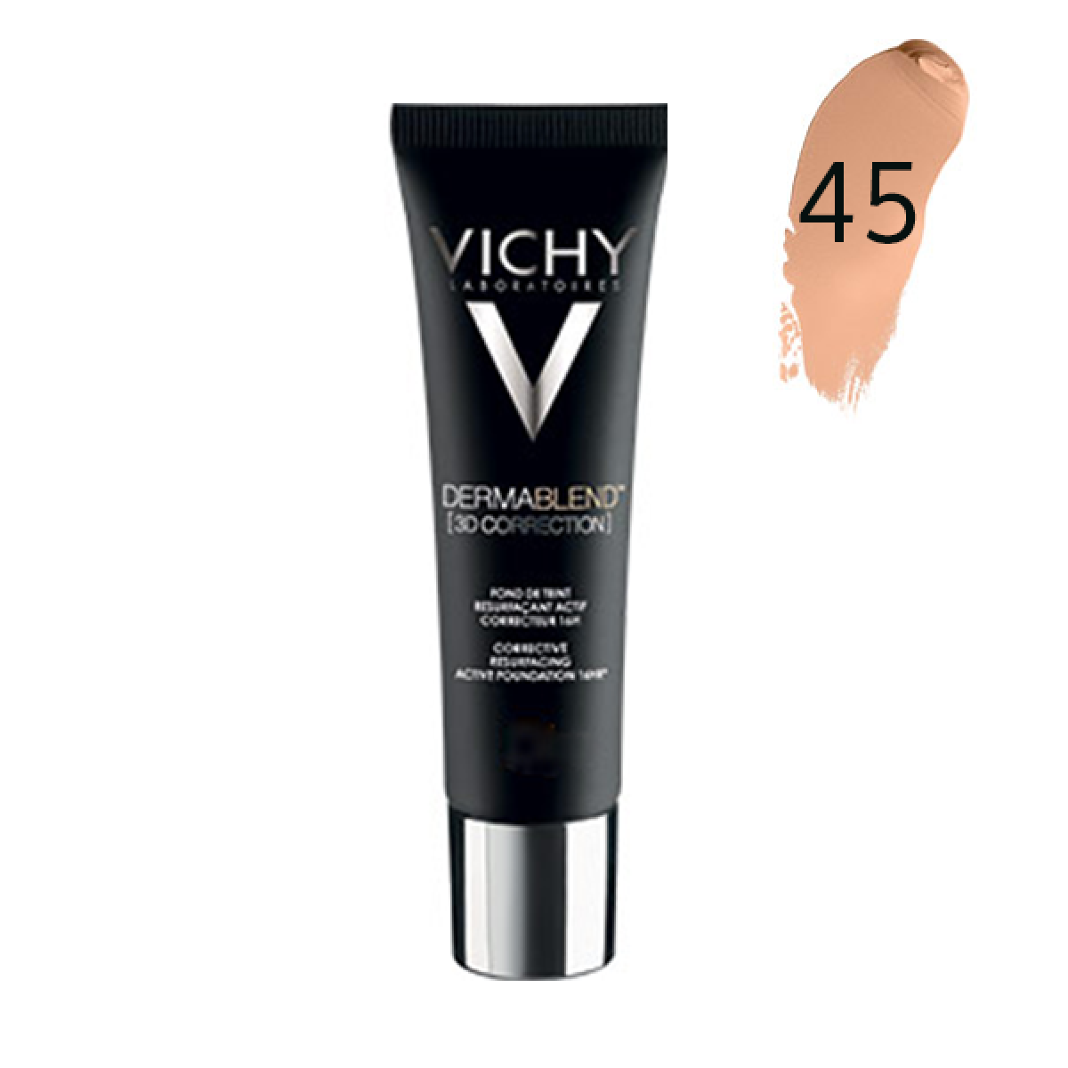 Vichy Dermablend 3D Correction Foundation باللون 45 Gold، كريم أساس سائل مصحح للبشرة مصمم لتوفير تغطية
