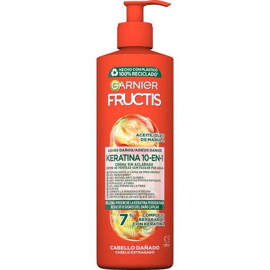كريم للشعر يُترك دون شطف، مصمم خصيصاً للشعر التالف من غارنييه Garnier Fructis Goodbye Damage Keratin 10-in-1 Leave-In