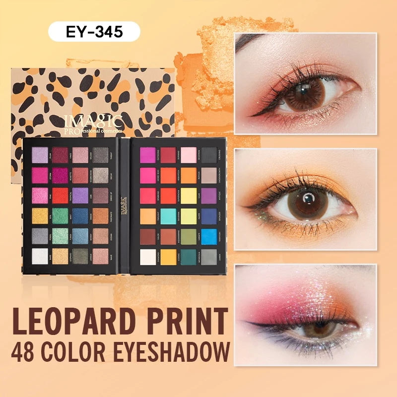 ظلال عيون احترافية من ماركة IMAGIC، طراز Professional Cosmetics، وتحتوي على 48 لونًا متنوعًا بين المطفي واللامع.