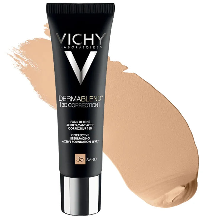 Vichy Dermablend 3D Correction Foundation باللون 45 Gold، كريم أساس سائل مصحح للبشرة مصمم لتوفير تغطية